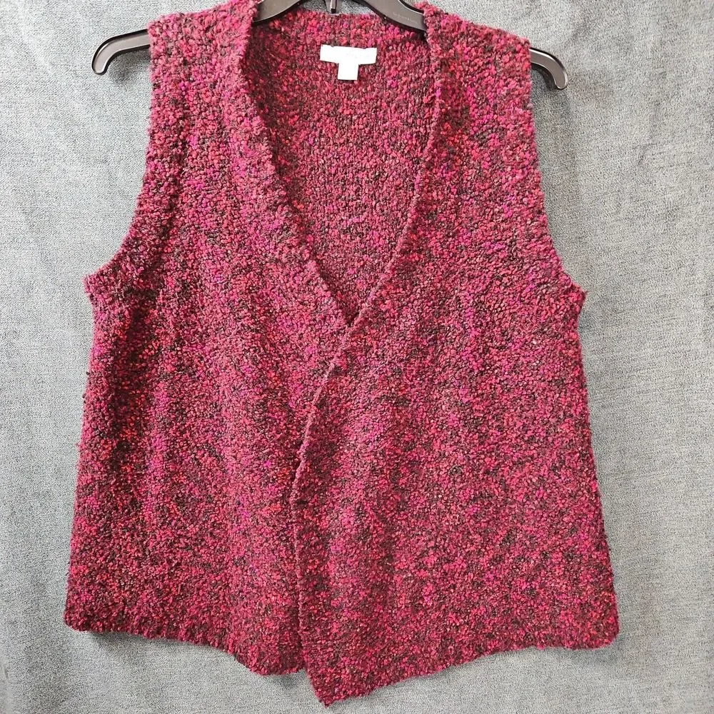 Coldwater Creek Sz Med Black And Red Vest Wool blend